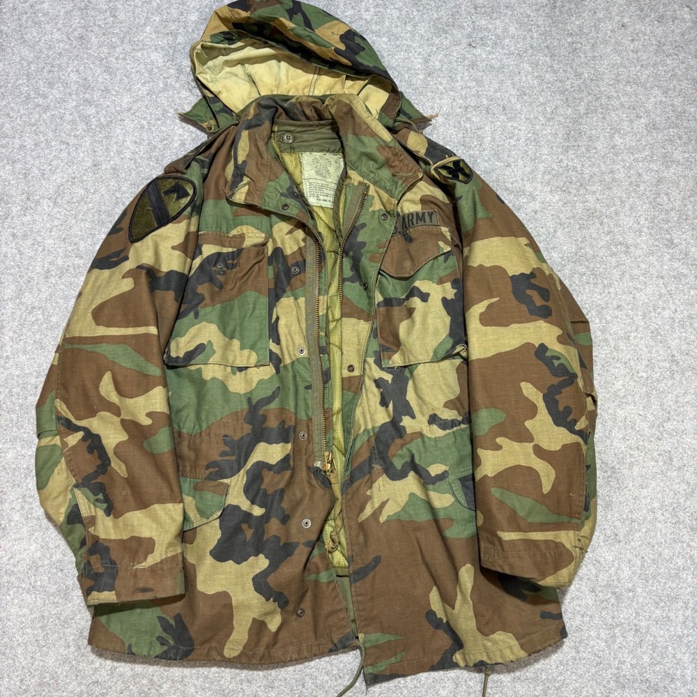 US Army M-65 Field Jacket Woodland Camo Medium With Quilted Liner M65 Coat